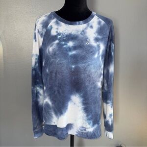 Burn Boot Camp Women’s Long Sleeve Pullover Top Medium Tie Dye Blue